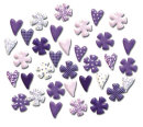 q - heart and flower brads pure purple