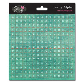 teeny alpha teal wood grain stickers ta3234